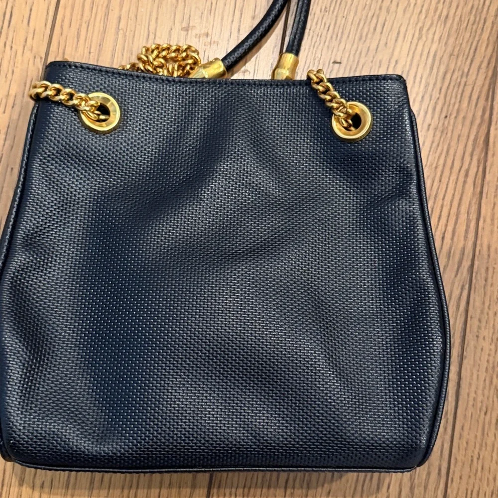 DeVecchi Embossed Black Leather Crossbody Bag With Original Dust bag